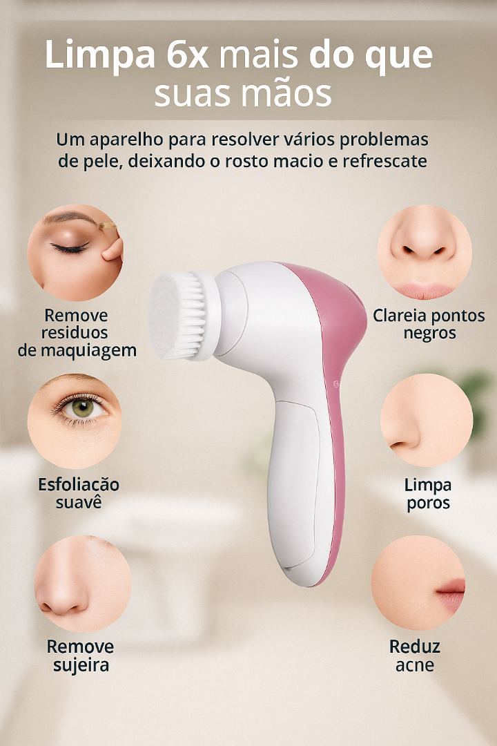 FacePulse-Escova Elétrica  de Limpeza  Facial 5 em 1