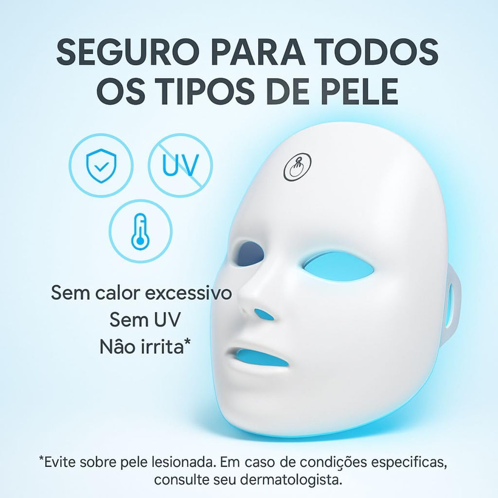 LumiThera-Máscara LED Facial 7 Cores – Fototerapia Profissional para Acne, Manchas, Anti-idade e Skincare