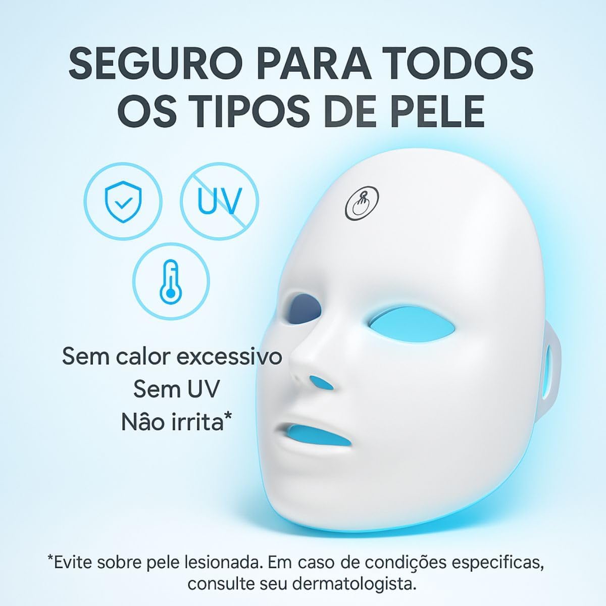 LumiThera-Máscara LED Facial 7 Cores – Fototerapia Profissional para Acne, Manchas, Anti-idade e Skincare