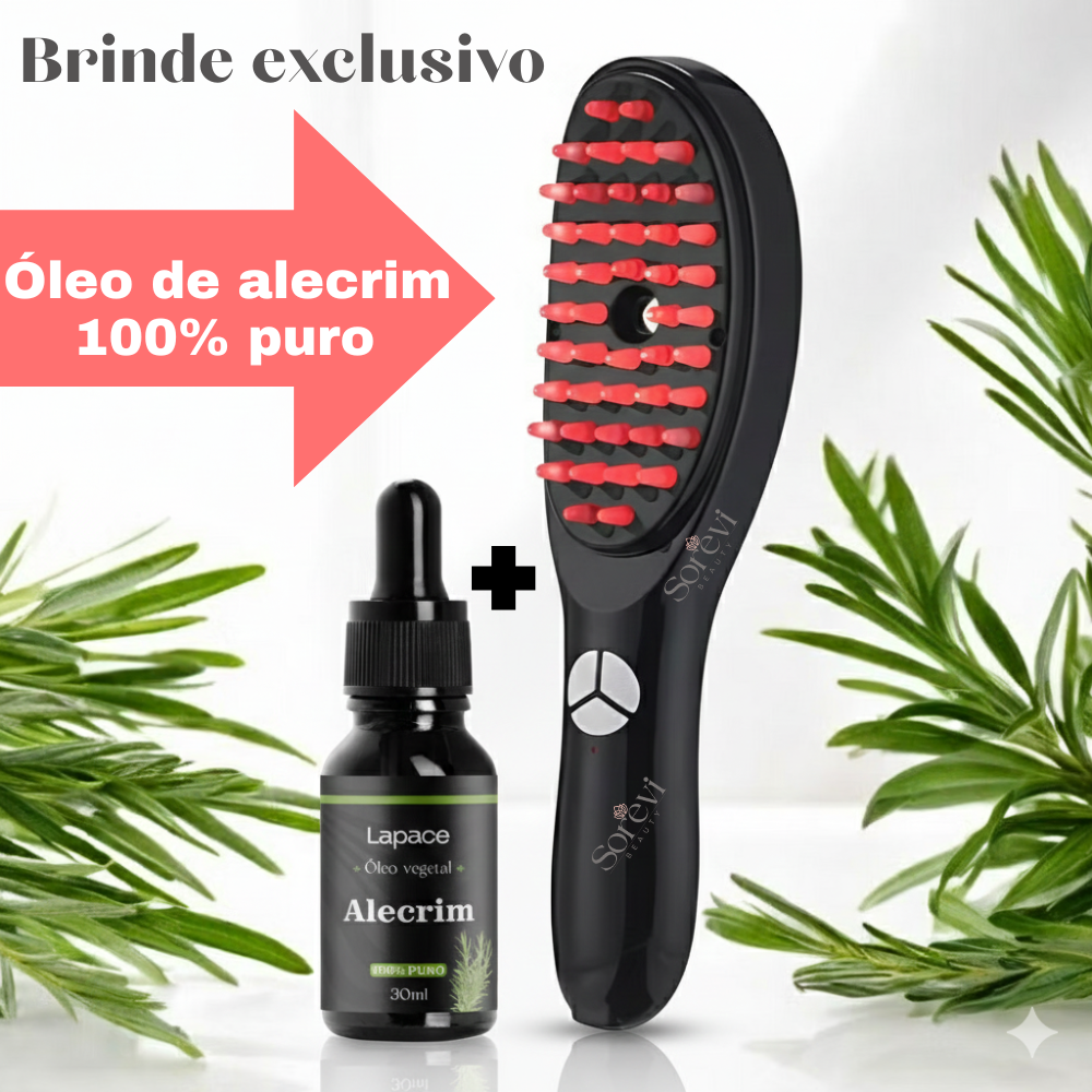 ScalpBrush-Escova Led Terapia Capilar 4 em 1 mais Óleo de Alecrim de BRINDE