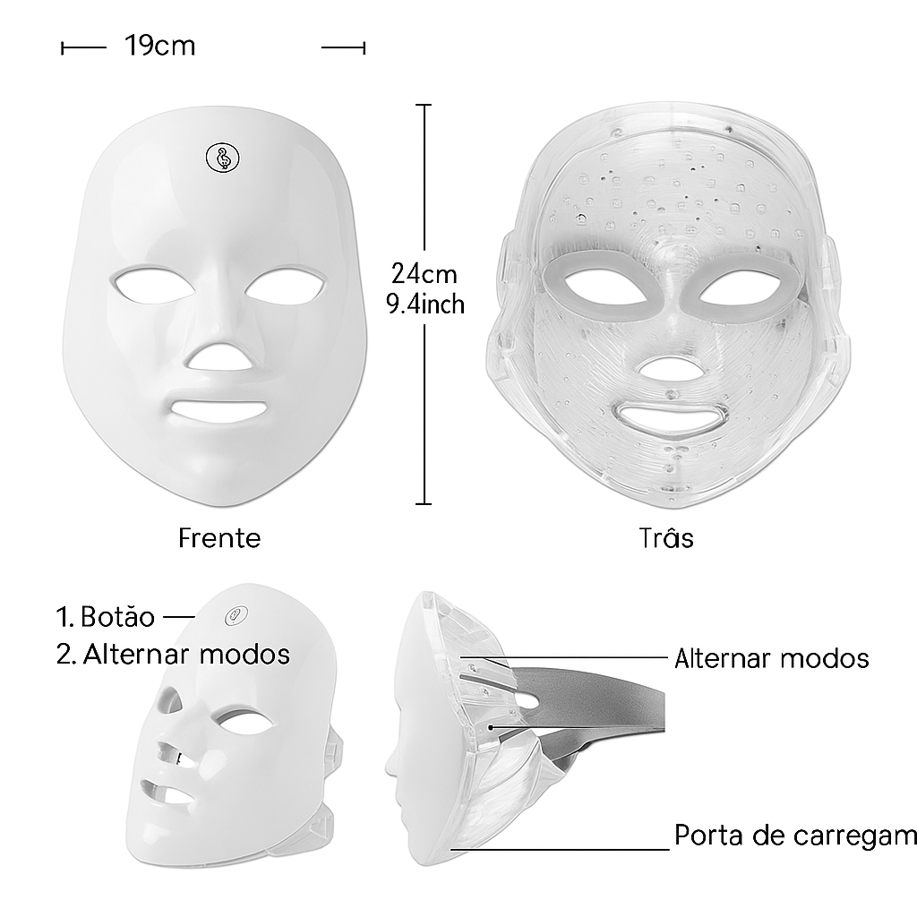 LumiThera-Máscara Profissional Led De 7 Cores Para Acne e Antirrugas