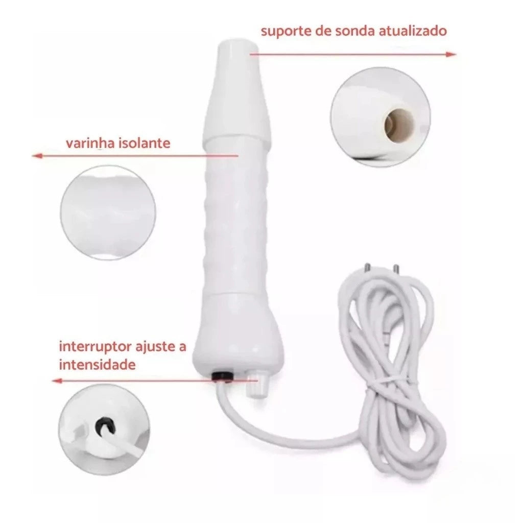 DermaLuxe-Kit 4 em 1 Alta Frequência para Tratamento  Facial e Capilar  Bivolt