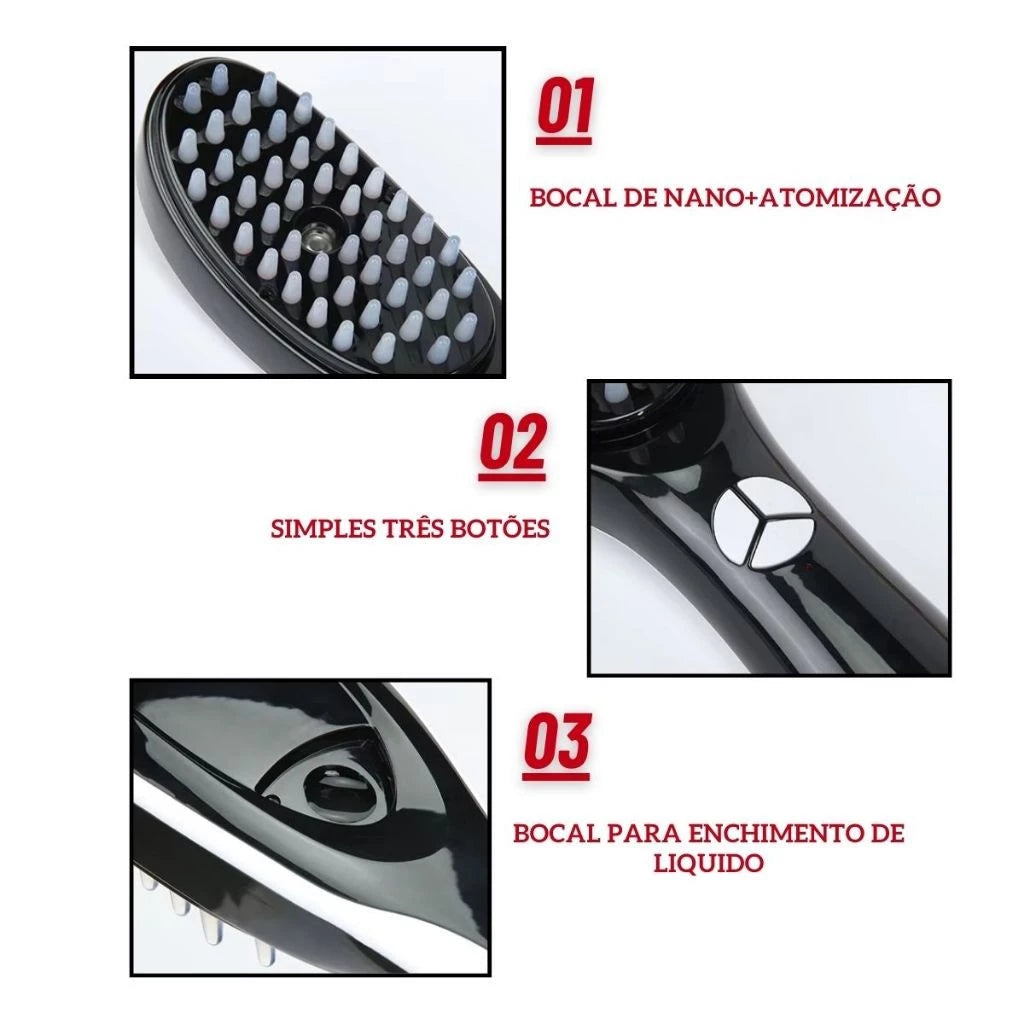 ScalpBrush-Escova Led Terapia Capilar 4 em 1 mais Óleo de Alecrim de BRINDE